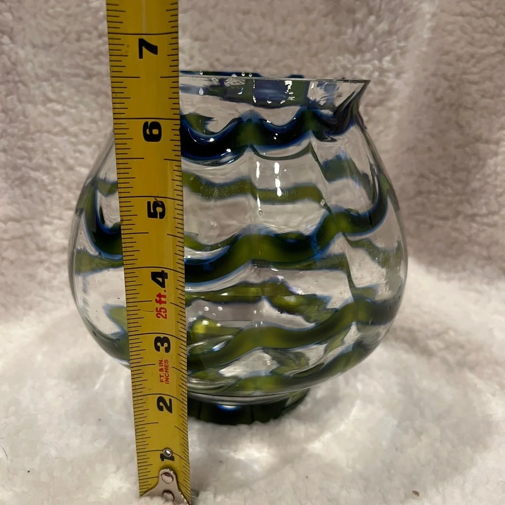 Vintage Czech Art Deco-era glass ball vase, likely by the Kralik glassworks, 30s